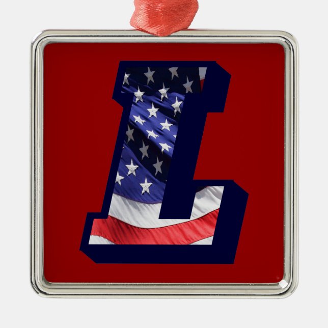 American Flag Letter "L" Metal Ornament (Front)