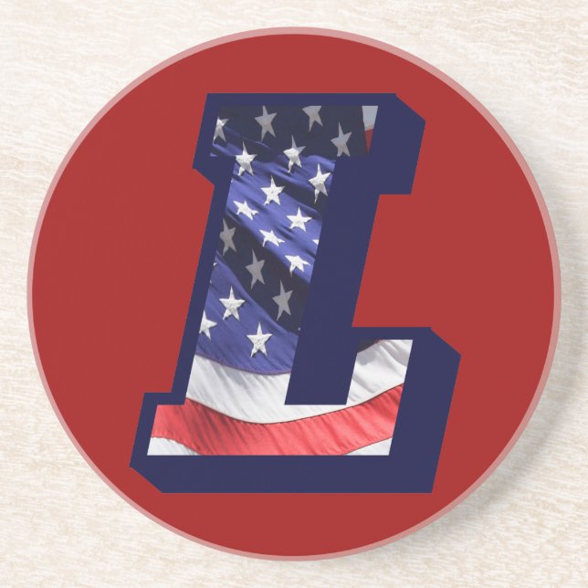 American Flag Letter "L" Sandstone Coaster (Front)