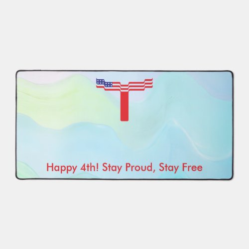 American Flag Letter T Monogram Desk Mat