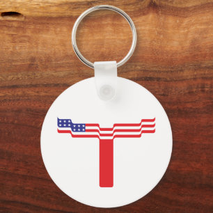 American Flag Letter T Monogram Keychain