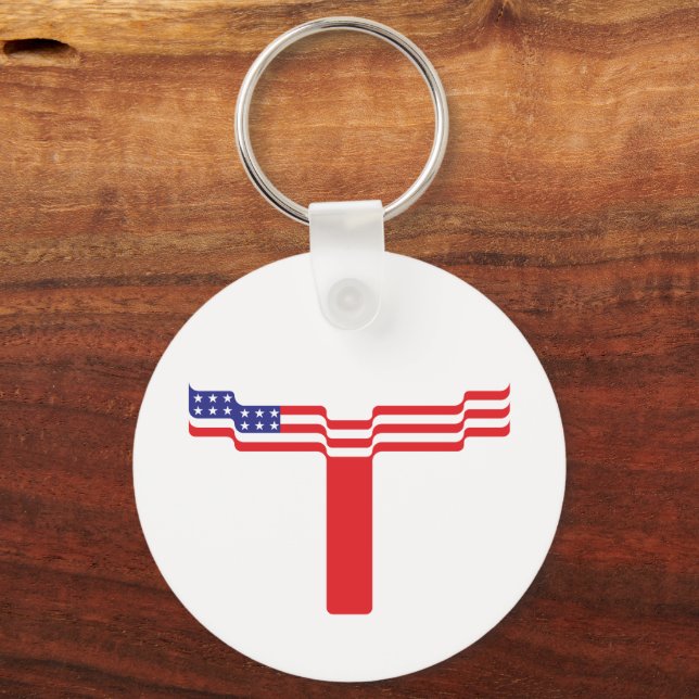 American Flag Letter T Monogram Keychain (Front)