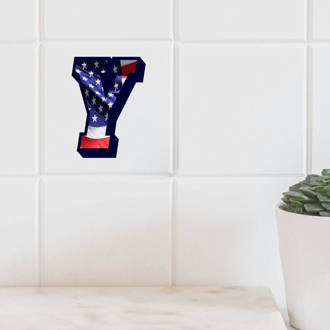 American Flag Letter "Y" Large Photo Ceramic Tile ( American Flag Letter Y Large Photo Ceramic Tile Cover)