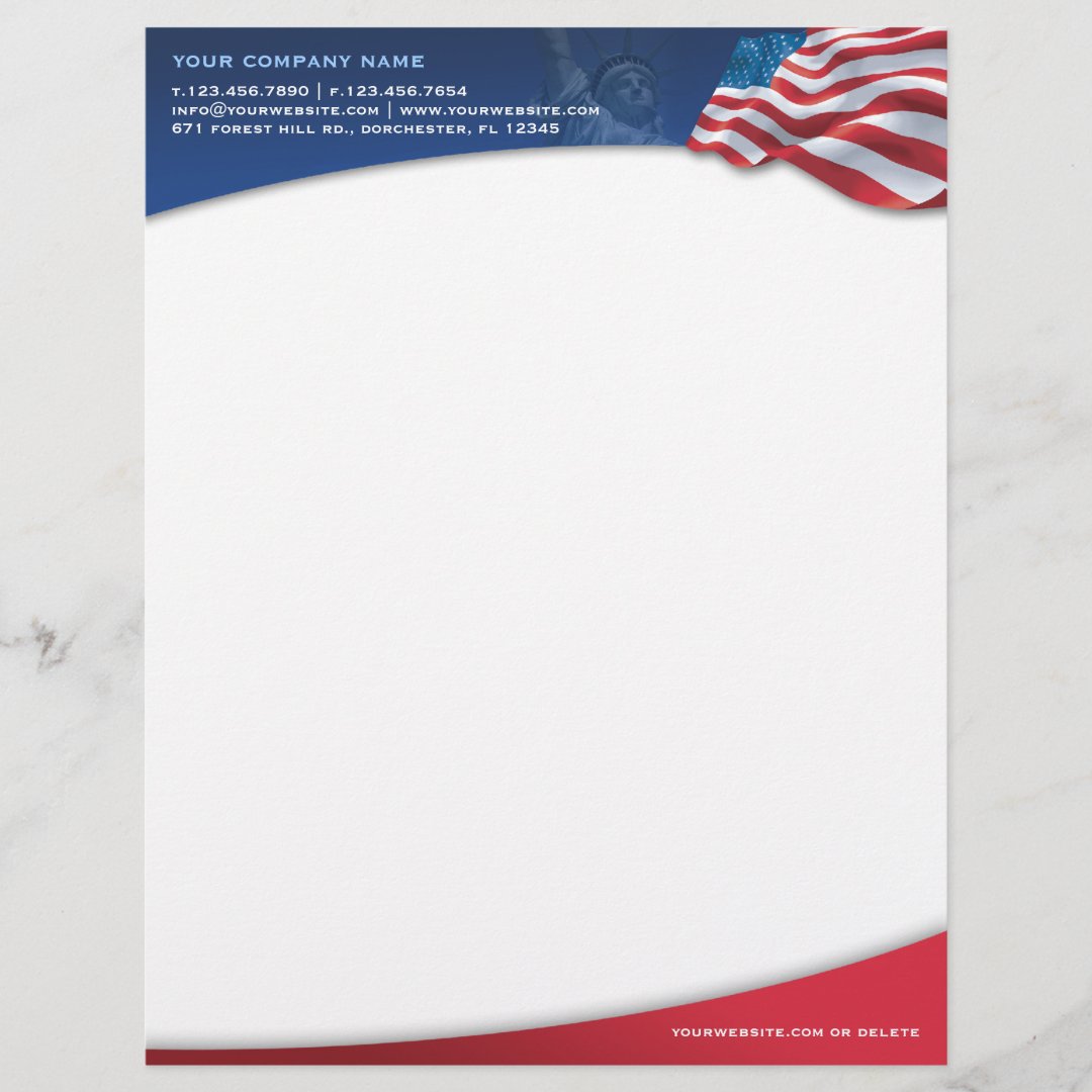 American Flag Letterhead | Zazzle