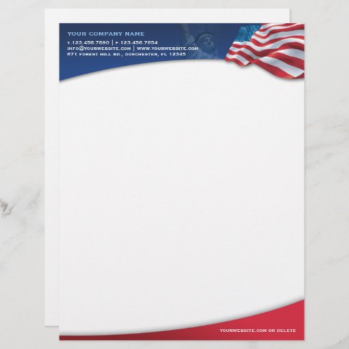 American Flag Letterhead | Zazzle