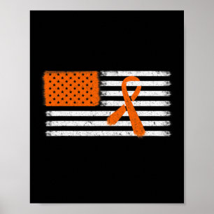 American Flag Leukemia And Multiple Sclerosis Ribb Poster