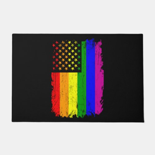 American Flag LGBT Rainbow Gift for Lesbian  Gay Doormat