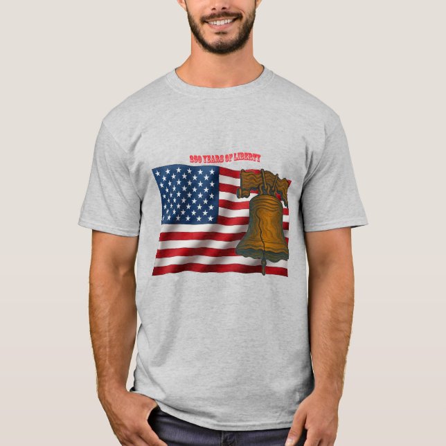 American Flag & Liberty Bell Independence Day URM T-Shirt (Front)
