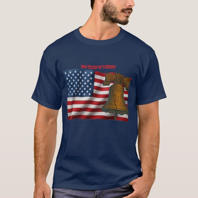 American Flag & Liberty Bell Independence Day URM T-Shirt (Front)