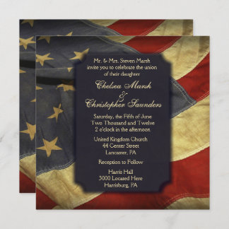 American Flag Light Text Wedding Invitations