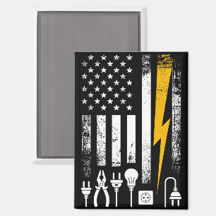 American Flag Lineman Electrician Lightning Magnet