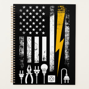 American Flag Lineman Electrician Utility Worker Planner