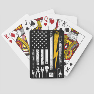 American Flag Lineman Electrician Utility Worker Poker Cards
