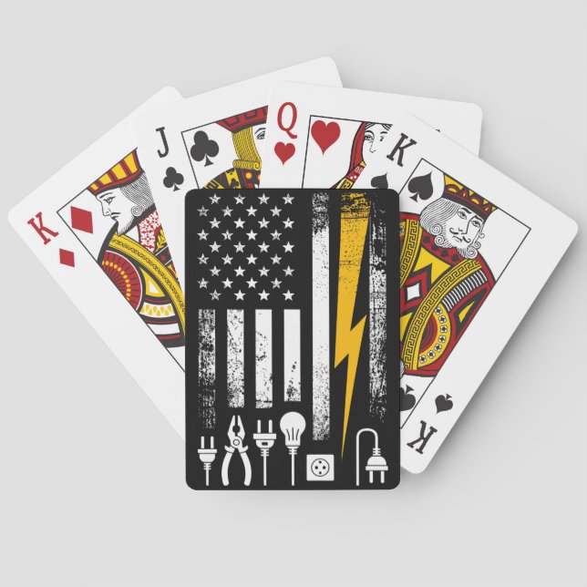 American Flag Lineman Electrician Utility Worker Poker Cards (Back)