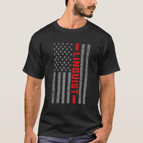 American Flag Linguist US Flag Vintage For Men Dad T_Shirt