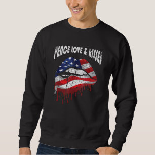 American Flag Lips Peace Love Kisses Patriotic Aes Sweatshirt