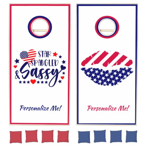 American Flag Lips Star Spangled Sassy USA Cornhole Set