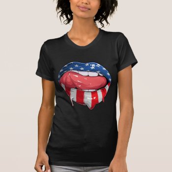 American Flag Lips T-shirt by StargazerDesigns at Zazzle