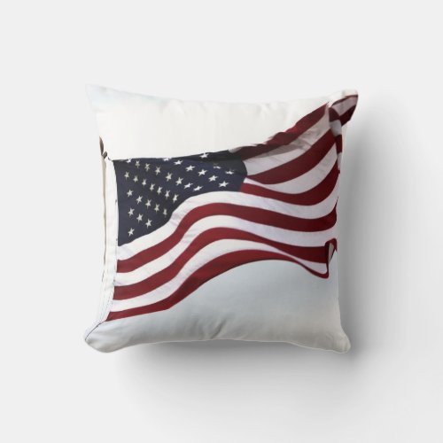 American Flag Long May It Wave  Throw Pillow