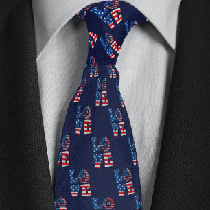American Flag Love Icon Neck Tie