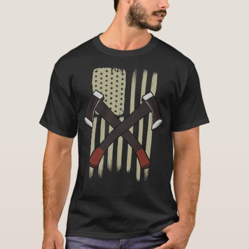 American Flag Lumberjack Hachet and Axe Throwing G T_Shirt