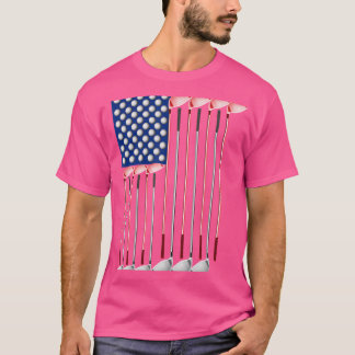 American Flag Made From Golf Clubs And Golf Balls  T-Shirt