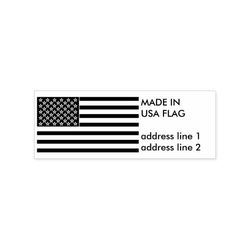 American Flag Made in USA address Rubber Stamp