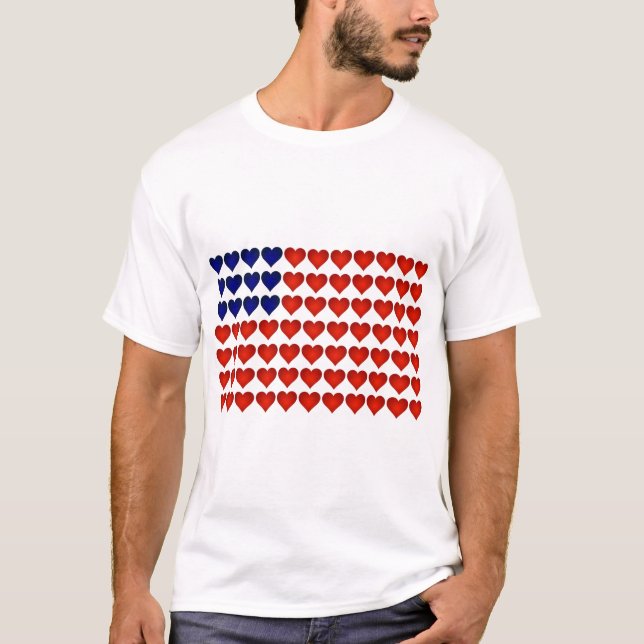 American Flag Made of Hearts T-Shirt (Front)