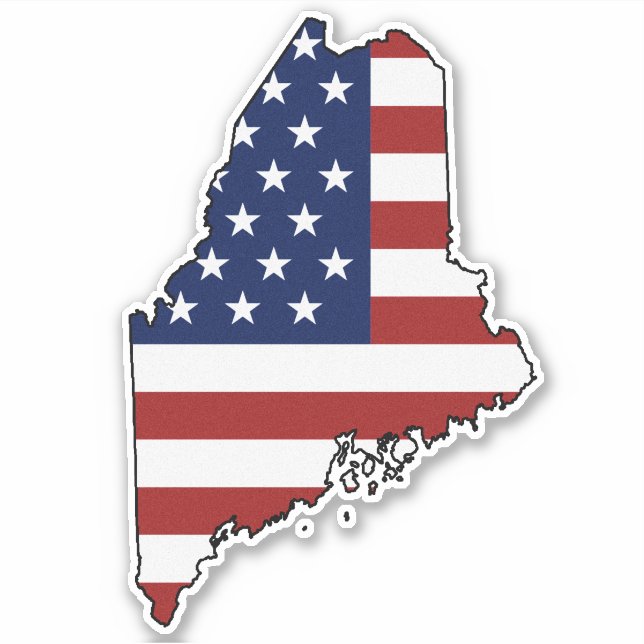 American Flag Maine Sticker (Front)
