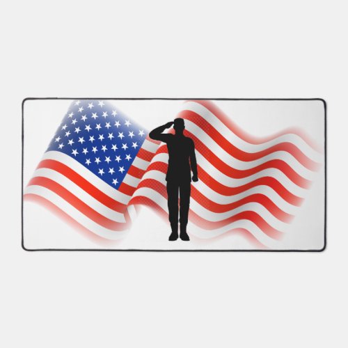 American Flag Man Saluting Flag USA Desk Mat