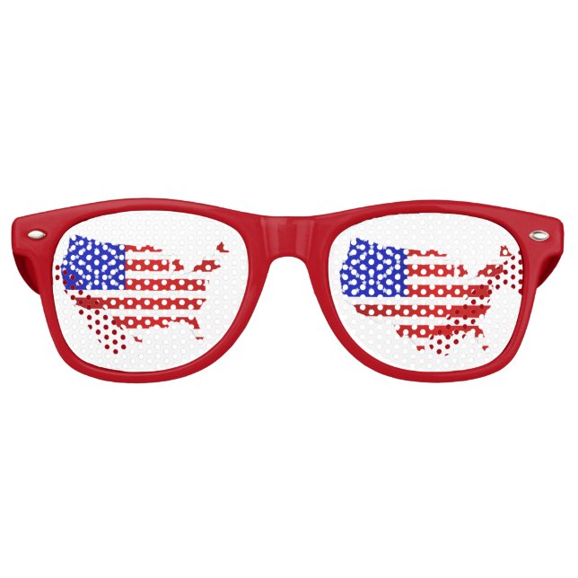 American Flag Map of the United States of America Retro Sunglasses (Front)