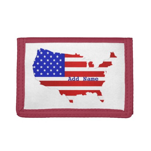 American Flag Map of the United States of America Trifold Wallet