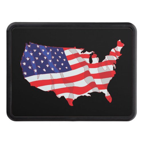 American Flag Map of USA Custom Color Hitch Cover