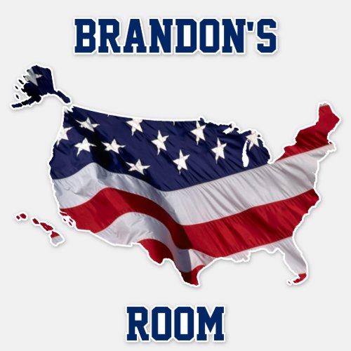 American Flag Map Personalized Room Or Property Sticker