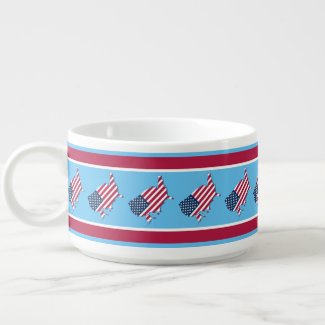 American Flag & Map Red White Blue Elegant Pattern