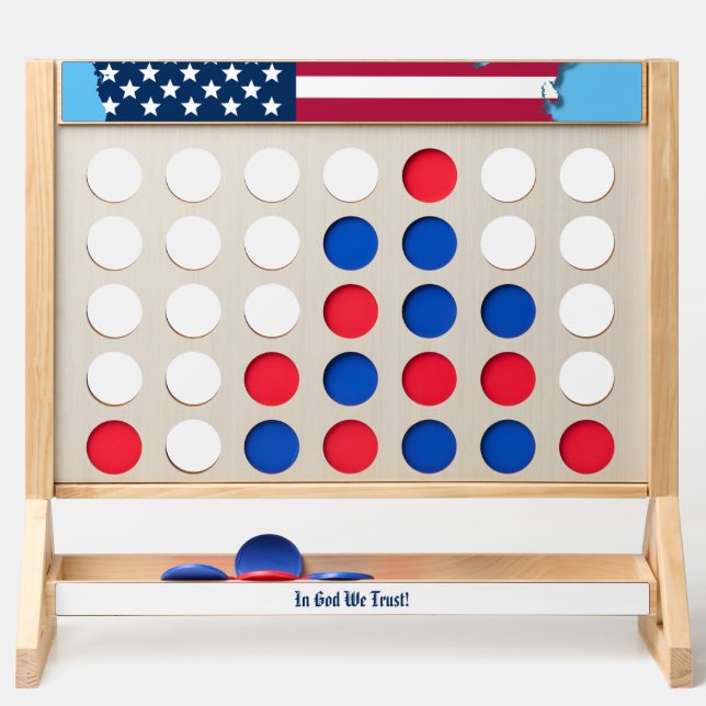 American Flag, Map White Red Stripes, Starry Blue Fast Four (Back)