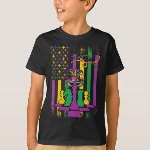 American Flag Mardi Gras Chess Player Team Funny P T-Shirt