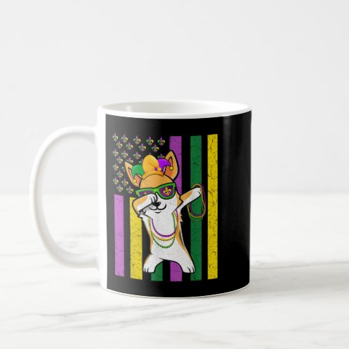 American Flag Mardi Gras Corgi Dog Festival Puppy  Coffee Mug