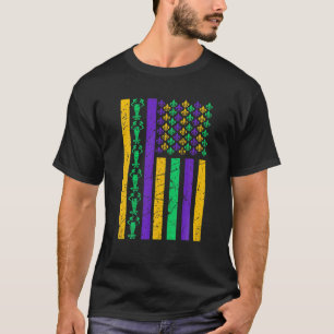 American Flag Mardi Gras Costume Mardi Gras Crawfi T-Shirt