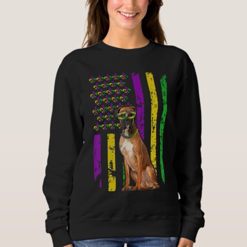 American Flag Mardi Gras Dog Festival Boxer Sweatshirt