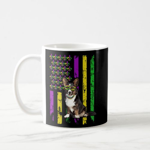 American Flag Mardi Gras Dog Festival Puppy Lover  Coffee Mug