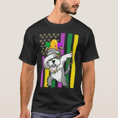 American Flag Mardi Gras Schnauzer Dog Festival Pu T-Shirt