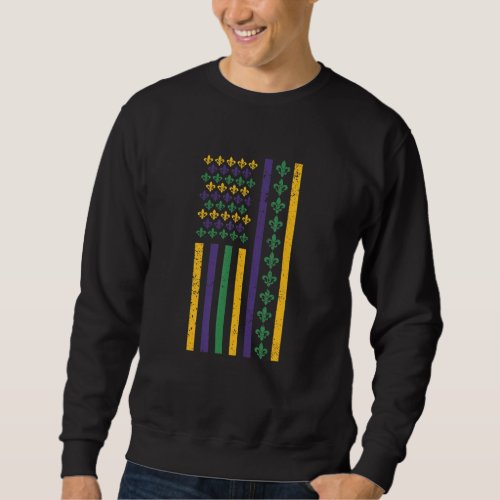 American Flag Mardi Gras Vintage Celebration Fleur Sweatshirt