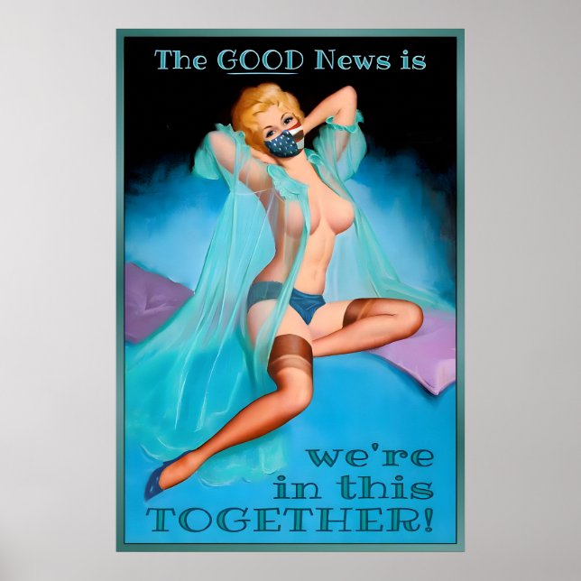 American Flag Mask Together War-time Morale Poster (Front)