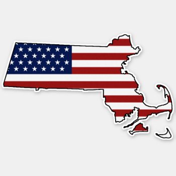 American Flag Massachusetts Sticker by ThinBlueLineDesign at Zazzle