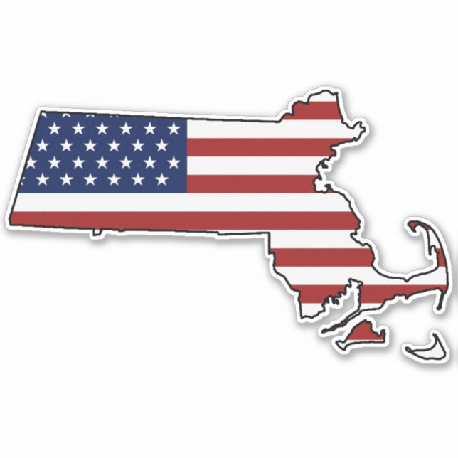 American Flag Massachusetts Sticker (Front)