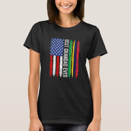 American Flag  Mauritius Flag Best Grandad Ever F T_Shirt