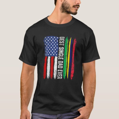 American Flag  Mauritius Flag Best Single Dad Eve T_Shirt