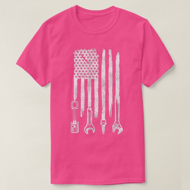 American Flag Mechanic Tools Car Fixing Essentials T-Shirt (Design Front)