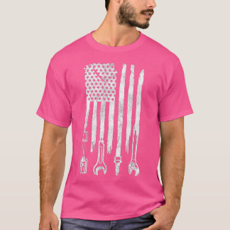 American Flag Mechanic Tools Car Fixing Essentials T-Shirt
