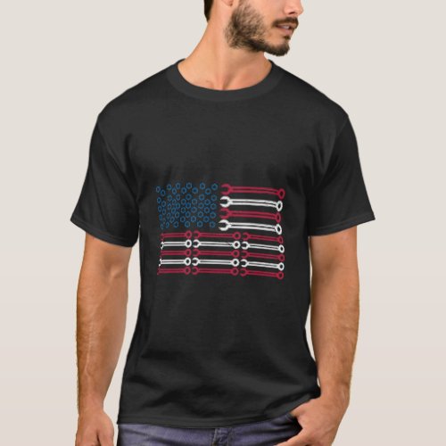 American Flag Mechanic Wrench Mechanic Gift T_Shirt